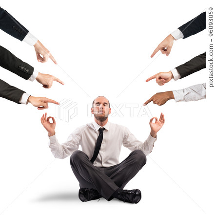 Relaxed businessman under the accusations of colleagues Relaxed businessman under the accusations of colleagues 96093059