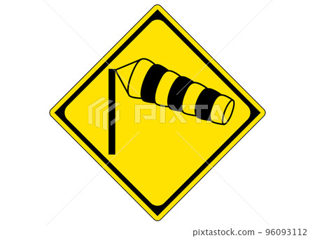 警告標誌風向袋側風警告道路標誌招牌插圖象形圖 警告標誌風向袋側風警告道路標誌招牌插圖象形圖 96093112