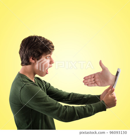 Boy surprised by an intrusion Boy surprised by an intrusion 96093130