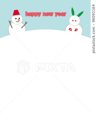 新年快樂雪人雪兔 新年快樂雪人雪兔 96093164