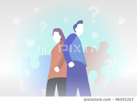 Conflict quarrel or marriage problem. Situationship concept illustration. Uncertainty in the relationship between partners, lack of plans for future 96093267