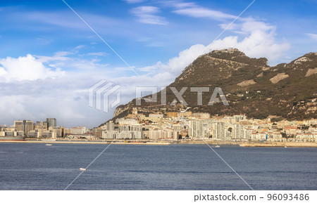 City Buildings, Homes and Mountain by the Sea. Gibraltar, United Kingdom. City Buildings, Homes and Mountain by the Sea. Gibraltar, United Kingdom. 96093486