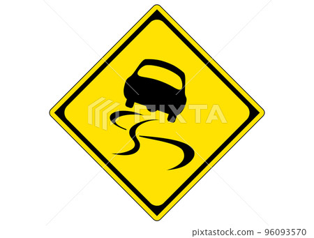 Warning sign, slippery road sign, sign illustration, pictogram Warning sign, slippery road sign, sign illustration, pictogram 96093570