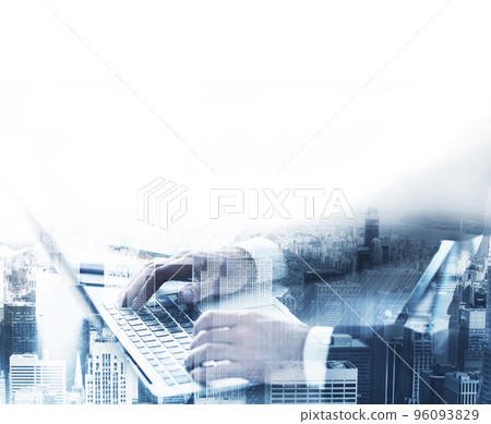 Businessperson in office connected on internet network with laptop 96093829