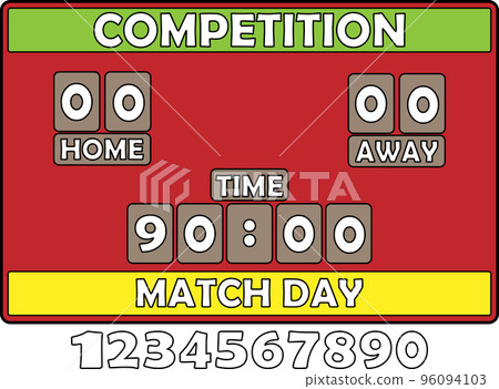 Scoreboard. Broadcast score banner with time and team points. Match information. Sports match statistics. Score board for team sport, football and soccer Scoreboard. Broadcast score banner with time and team points. Match information. Sports match statistics. Score board for team sport, football and soccer 96094103
