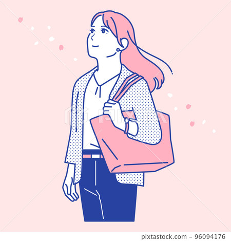 Simple vector illustration material of a positive young woman 96094176