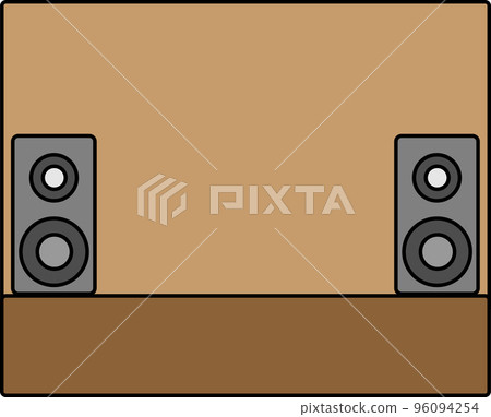 Loudspeakers. Loud noises at a concert. Multimedia installation, vector Loudspeakers. Loud noises at a concert. Multimedia installation, vector 96094254