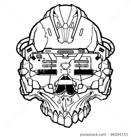 Skull cyber punk head with ar helm. Transparency friendly illustration isolated on white background 96094333