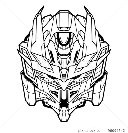 Robot head heavy mech. Transparency friendly illustration isolated on white background. Hand drawn Robot head heavy mech. Transparency friendly illustration isolated on white background. Hand drawn 96094342