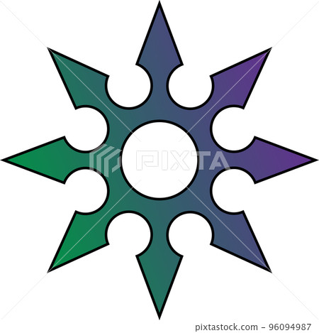 Shuriken gradient. Ninja throwing weapon. Multi-colored shuriken for a fight 96094987