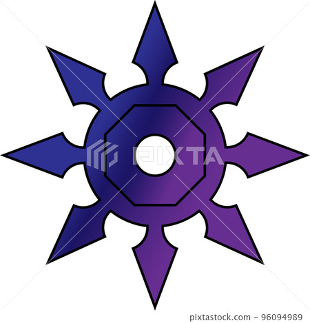 Shuriken gradient. Ninja throwing weapon. Multi-colored shuriken for a fight 96094989