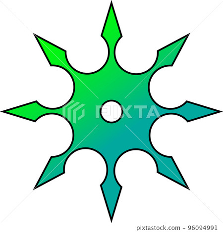 Shuriken gradient. Ninja throwing weapon. Multi-colored shuriken for a fight 96094991