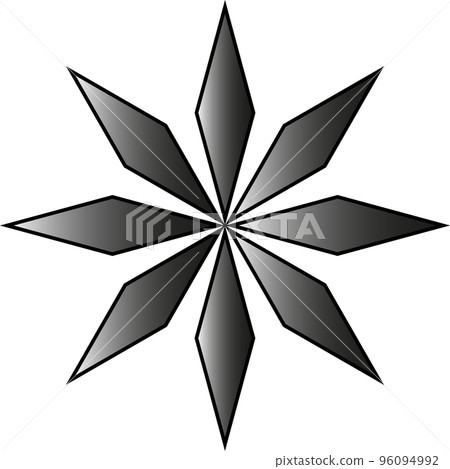 Shuriken gradient. Ninja throwing weapon. Multi-colored shuriken for a fight 96094992