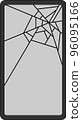 Minimalistic smartphone broken screen icon. Broken phone, illustration 96095166