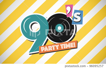 Party time The 90s retro style, 90s and 80s banner cover or invitation card, Nineties party time Party time The 90s retro style, 90s and 80s banner cover or invitation card, Nineties party time 96095257