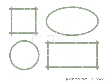 Bamboo stalk circle and rectangle frames. Natural oval and square text box. Bamboo branch border. Blank frame template. Vector illustration isolated in flat style on white background 96095275