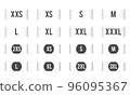 Set of clothing size labels isolated on white 96095367