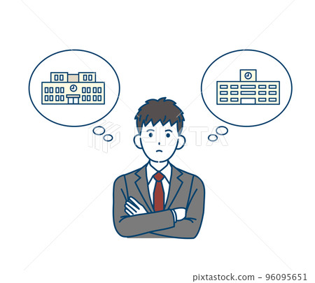 Higher education and career path Illustration of a junior high school boy thinking about the school he wants to go to Higher education and career path Illustration of a junior high school boy thinking about the school he wants to go to 96095651