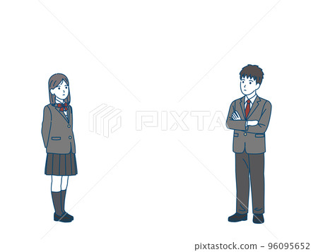 Illustration of male and female students thinking Junior high and high school students Illustration of male and female students thinking Junior high and high school students 96095652