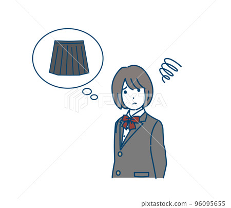 Illustration of a female junior high school student who is not good at uniform skirts Illustration of a female junior high school student who is not good at uniform skirts 96095655