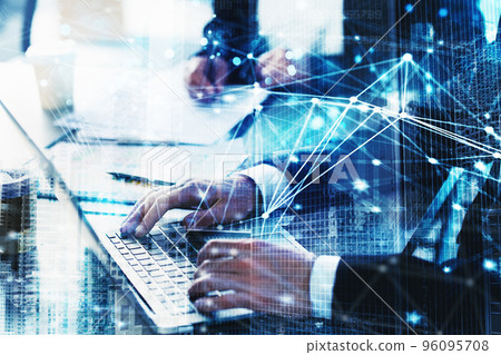 Businessperson in office connected on internet network. concept of partnership and teamwork Businessperson in office connected on internet network. concept of partnership and teamwork 96095708