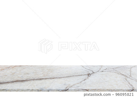 White marble stone table top isolated on white background White marble stone table top isolated on white background 96095821