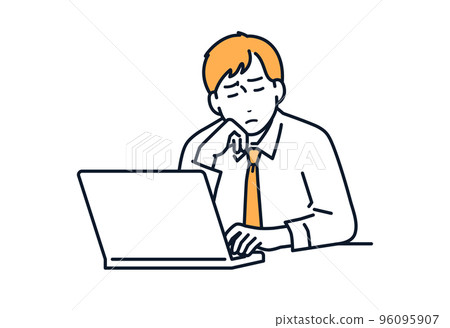 Simple vector illustration material of a young man who is unwell Simple vector illustration material of a young man who is unwell 96095907