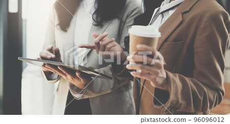 Group of business consultant working management big data and analyze financial document of company. account, finance, business concept 96096012