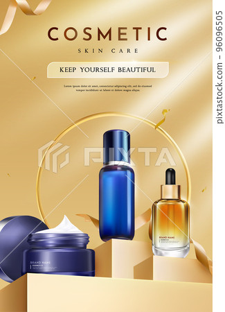 Set of Cosmetic Products for Skin Care Poster Template 96096505
