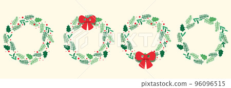 set of Christmas wreath leafs vector illustration 96096515
