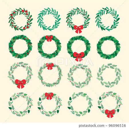 set of Christmas wreath leafs vector illustration set of Christmas wreath leafs vector illustration 96096516