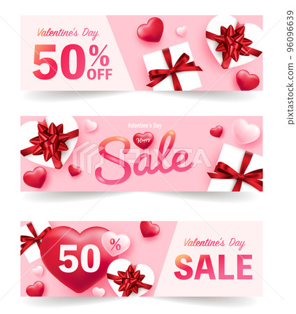 Valentine's Day Sale vector illustration background set (sale, banner, promotion) 96096639