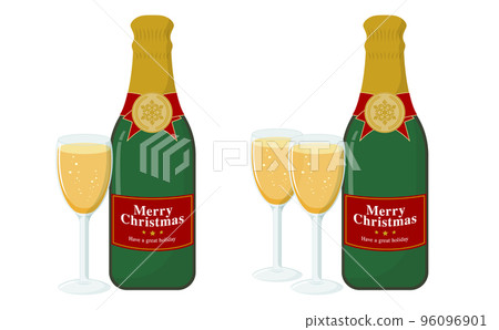 Set of Christmas champagne bottle and champagne glass _ Christmas color 96096901