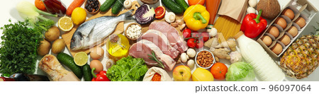 Concept of grocery and food, top view 96097064