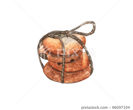 Cookies with chocolate. Watercolor illustration. Cookies with chocolate. Watercolor illustration. 96097104