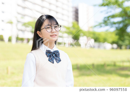 Junior high school girl in uniform Junior high school girl in uniform 96097558