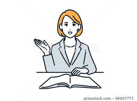 Simple vector illustration material of a young woman at the reception Simple vector illustration material of a young woman at the reception 96097771