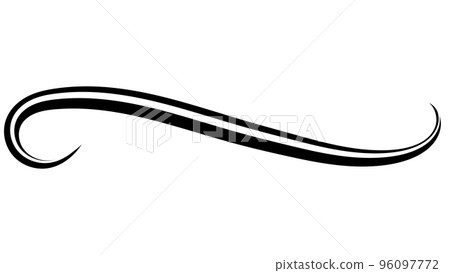 Calligraphy doodle line highlight sketch, stroke emphasis swoosh curly swish 96097772