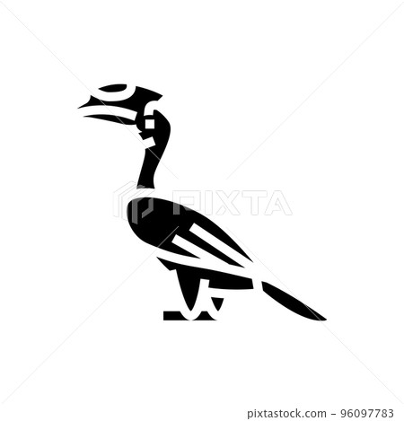 malabar pied hornbill bird exotic glyph icon vector illustration 96097783