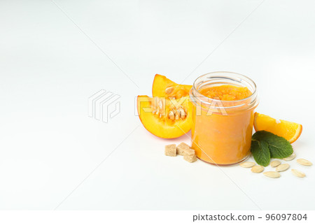 Concept of tasty food, pumpkin jam, space for text 96097804