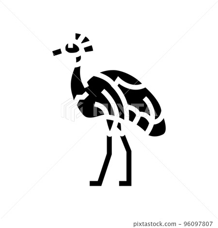 african crowned crane bird exotic glyph icon vector illustration 96097807