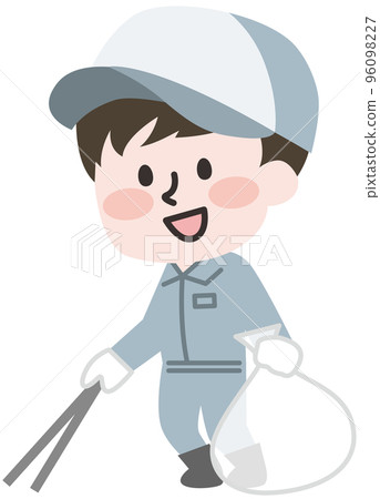 Male worker picking up trash Male worker picking up trash 96098227