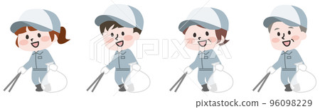 Workers picking up trash 96098229