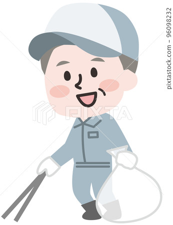 Senior male worker picking up trash Senior male worker picking up trash 96098232