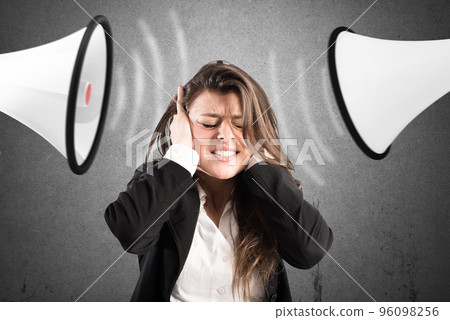 Stress concept with screaming colleagues Stress concept with screaming colleagues 96098256