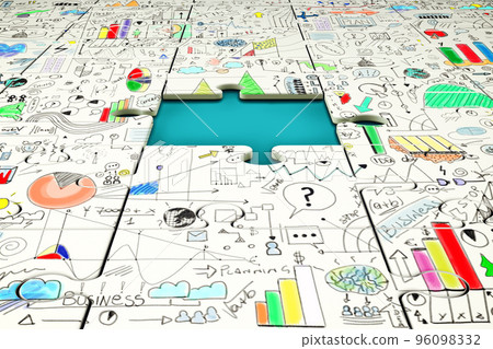 Missing piece of a puzzle with statistics drawn above 96098332