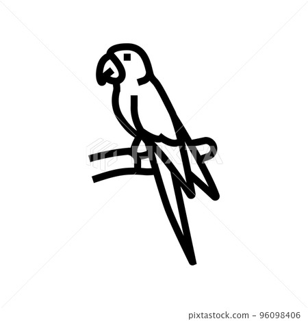 the lears macaw bird exotic line icon vector illustration 96098406