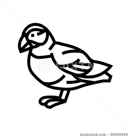 atlantic puffin bird exotic line icon vector illustration 96098408