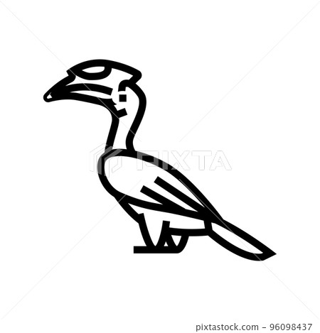 malabar pied hornbill bird exotic line icon vector illustration 96098437