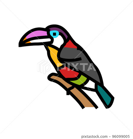 curl crested aracari bird exotic color icon vector illustration curl crested aracari bird exotic color icon vector illustration 96099005
